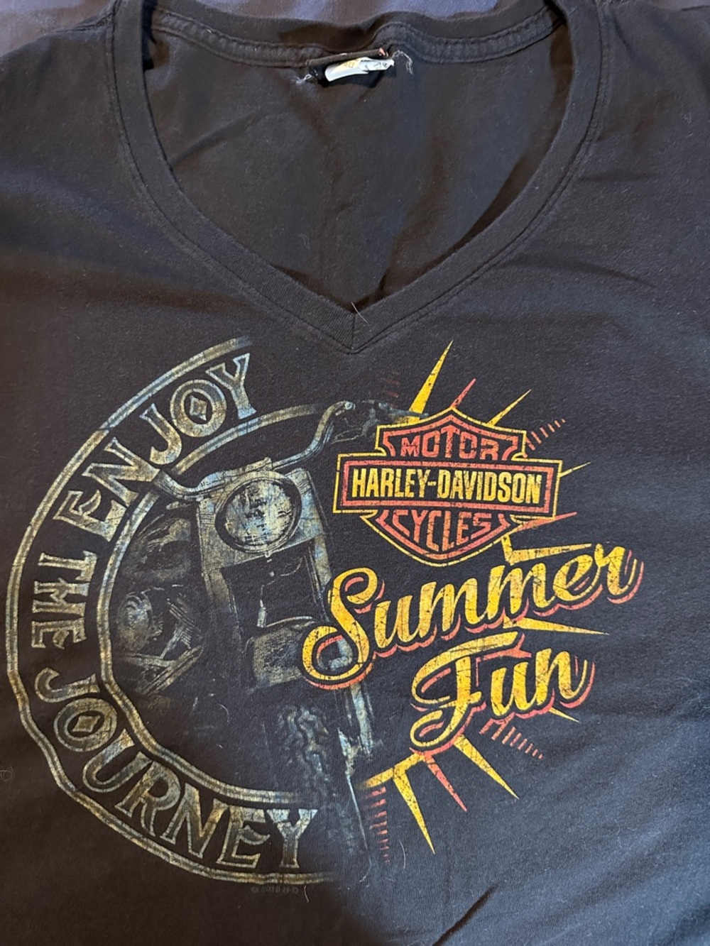 Harley-Davidson Black Tee with Yellow & Red Summer Fun Graphic